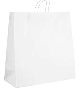 Large White Kraft Paper Bags with Handles 18x7x19 inches, Shopping, Gift Bags,  Retail Baby Shower