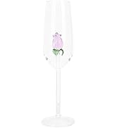 Cabilock Red Wine Glass Rose Wine Glass Crystal Champagne Flute Rose Flower Goblet Cocktail Cup D...