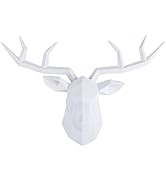 ZHANYUN Faux Deer Head Wall Decor Resin Geometric Deer Animal Head Sculpture 3D Wall Mount for Of...