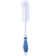 Superio Bottle Brush Scrubber Long, Blue and White Baby Bottle Brush with Rubber Grip Handle