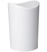 Superio Small Bathroom Trash Can with Lid, Modern White Mini Waste Bin with Swing Lid (1 1/2 Gall...