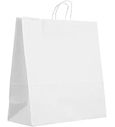 Medium White Kraft Paper Bags with Handles 10x5x15 inches, Shopping, Gift Bags, Party, Retail Resale