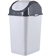 Superio Small 2.5 Gallon Plastic Trash Can with Swing Top Lid, Compact Slim Waste Bin for Under D...