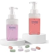 KIISIISO Foaming Hand Soap Tablets (20 Pack) 4 Flavor Types+ Foaming Dispenser (2 Bottle), Moistu...