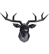 ZHANYUN Faux Deer Head Wall Decor Resin Geometric Deer Animal Head Sculpture 3D Wall Mount for Of...