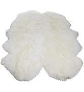 Desert Breeze Distributing Premium Four Pelt, Genuine New Zealand Sheepskin Rug, Ivory, Thick Sof...