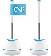 BOOMJOY Toilet Brush and Holder Set 2 Pack, Silicone Bristles Bathroom Cleaning Bowl Brush Kit wi...