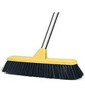 Push Broom with Long Handle, Floor Brush 47.6 inch Soft Bristle Broom 12.2" Wide for Cleaning Bat...