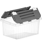 Superio Clear Storage Bin with Lid Stackable Plastic Storage Latch Box with Snap Lock Closure (10...