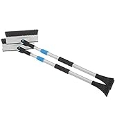 Extendable Snow Brush with Squeegee & Ice Scraper - Eva Foam Comfort Grip on Aluminum Handle, T-S...