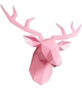 ZHANYUN Faux Deer Head Wall Decor Resin Geometric Deer Animal Head Sculpture 3D Wall Mount for Of...