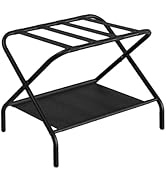 Smart FENDEE Luggage Racks, Folding Suitcase Stand with Fabric Storage Shelf, Steel Luggage Stand...