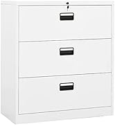 GOLINPEILO Metal 3-Drawer Filing Cabinet with Lock, Steel Lateral File Storage Cabinet for Legal/...