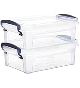 Superio Mini Clear Storage Boxes with Lids, Plastic Containers for Organizing, Stackable Crates, ...