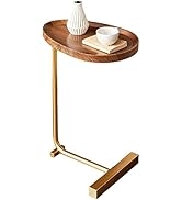 ZHANYUN C-Shaped Sofa Side Table End Table with Wood MDF Top & Metal Combination, Space-Saving De...