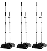 Tiumso Heavy Duty Broom and Dustpan Set, 55" Long Handle Broom with Dustpan Combo Set with 5 Laye...