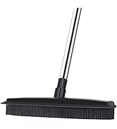 LandHope Pet Hair Rubber Broom Indoor Sweeper with Squeegee Edge & 50 inch Adjustable Thicken Han...