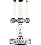 Metal Pillar Crystal Hurricane Candle Holders Pillar Candle Holders,Detachable Clear Glass Cover,...