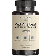 VINATURA Red Vine Leaf Horse Chestnut 1300mg *USA Made and Tested* Circulation and Vein Support f...