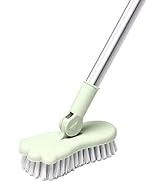 LandHope Long Handle Scrub Brush Rotatable Brush Head Floor Brush Scrubber Adjustable Poles Small...