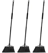 3-Pack Wide Angle Corner Broom, Outdoor/Indoor Commercial Broom with 55" Long Handle, Heavy-Duty ...