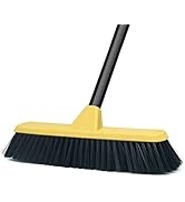 Push Broom with Long Handle, Floor Brush 47.6 inch Soft Bristle Broom 12.2" Wide for Cleaning Bat...