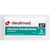 Dealmed 4" Alcohol Swabsticks – 3 Swabs/Pkg, 25 Pkgs/Box, Individually Sealed Packets, Alcohol Sw...