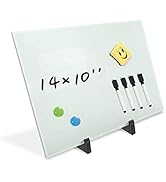 ZHIDIAN Small Glass Dry Erase Board Desktop Easel, Magnetic Portable Tempered Glass Whiteboard Pa...