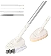 2 in 1 Cleaning Brush Tub and Tile Scrubber Brush, 49.6" Long Handle Shower Brush Scrubber with S...