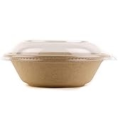 EcoQuality Round Disposable Bowls with Dome Lids Natural Sugarcane Bagasse Bamboo