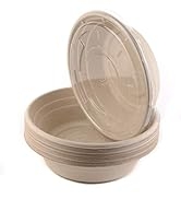 EcoQuality Round Disposable Bowls with Lids Natural Sugarcane Bagasse Bamboo Fiber