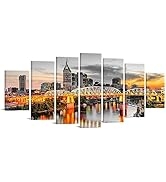 Conipit Extra Large Nashville Skyline Canvas Wall Art Tennessee Cityscape Pictures US City Downto...