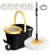 Midyb Spin Mop with Foot Pedal, Mop and Bucket with Wringer Set, 360 Spinning Mop Bucket with Sta...