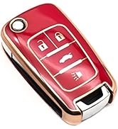 FEYOUN Key Fob Cover Compatible with Buick Encore Chevy Chevrolet Camaro Equinox Impala Sonic Tra...