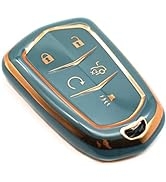 FEYOUN Key Fob Cover Compatible with Cadillac ATS SRX CT6 CTS XT5 XTS Escalade ESV Smart 5 Button...