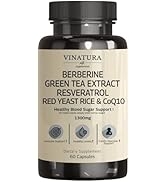 VINATURA Berberine 500mg & Ceylon Cinnamon, Red Yeast Rice CoQ10 Green Tea Extract *USA Made & Te...