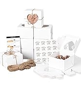 Whaline 24Pcs Valentines Day Treat Boxes Cupcake Boxes Cookie Packing Box with Heart Shape Window...