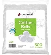 Dealmed Cotton Balls – 500 Count Medium Cotton Balls, Non-Sterile Bag of Cotton Balls in Easy to ...