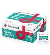 Dealmed Alcohol Prep Pads – 200 Count Medium Size Alcohol Pads, Latex-Free Alcohol Wipes, Gamma S...