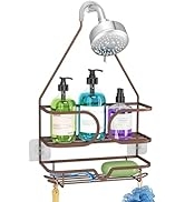 KeFanta Shower Caddy over Shower Head, Bronze Hanging Shower Organizer, Shampoo Holder Rack for B...