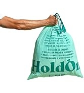 HoldOn Large Trash Bags 13 Gallon – 80 Plant-Based Garbage Bags with Drawstring