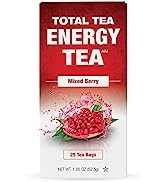 Total Tea Energy Tea Bags with Caffeine - 100% Natural Caffeine Tea Mixed Berry Flavored Green Te...