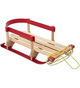 Superio Children Wooden Sled, Snow Sled for Toddlers, Kids Sleigh with Pull Ropes and Cushion, Ba...