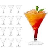 MATANA 48 Sturdy Clear Plastic Martini Glasses - 7 Oz Disposable Cocktail Glasses, Margarita Glas...