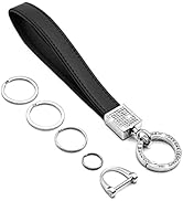 FEYOUN Bling Car Keychain for Women, Universal Genuine Leather Wristlet Strap Key FOB Holder Key ...