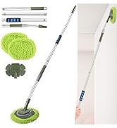 Wall Mop Wall Cleaner with 66” Long Handle, 15°Labor-Saving Elbow Baseboard Cleaner Tool, Microfi...