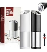 PwZzk Battery Operated Gravity Electric Pepper And Salt Grinder Mill Set With White Light Stainle...