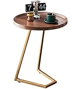 ZHANYUN L-Shaped Sofa Side Table End Table with Wood MDF Top & Metal Combination, Space-Saving De...