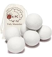 6 Pack All Natural Organic Wool Dryer Balls XL Size - Reusable Chemical Free Natural Fabric Softe...