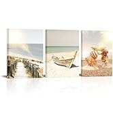 Conipit Beach Canvas Wall Art Nautical Boat On Beach Pictures Seashell Starfish Pictures Prints C...